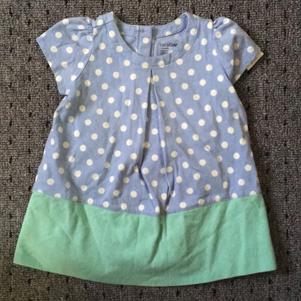 Baby Gap 3-6 month NWT dress. Polka dot blue & mnt